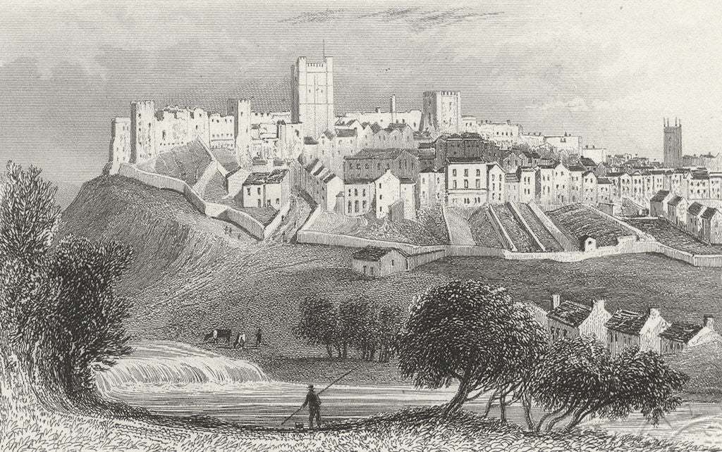 YORKS. Richmond, Town & Castle. DUGDALE c1840 old antique print picture